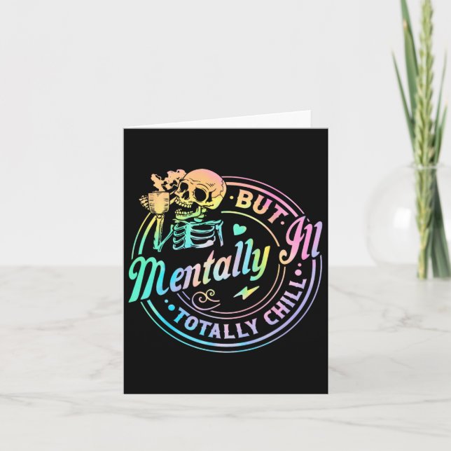 Tarjeta Mentalmente Enfermo Pero Totalmente Chill Hallowee (Anverso)