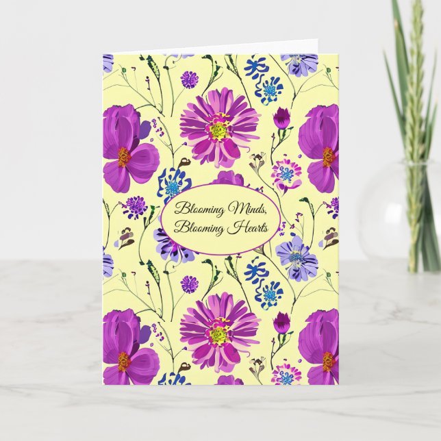 Tarjeta Mentes en Flor, Corazones en Flor (Anverso)