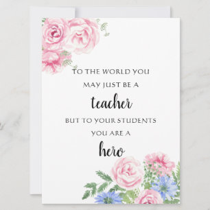 Tarjeta mentor de profesores florales apreciación de los e