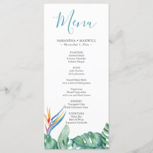 Tarjeta Menus Boda Tropical Floral
