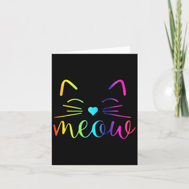 Tarjeta Meow Cute Cat Face Cita Graciosa Para Los Fans De  (Anverso)