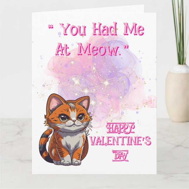 Tarjeta Meow Love Valentine (Anverso)