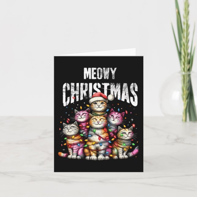 Tarjeta Meow Navidades se burlan de su gato, su gato, su p (Anverso)