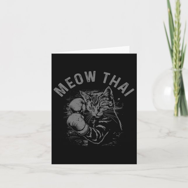 Tarjeta Meow Thai Funny Muay Thai Boicot Cat Artes Marcial (Anverso)