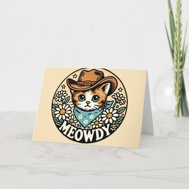 Tarjeta Meowdy Cowboy Kitty Cat (Anverso)