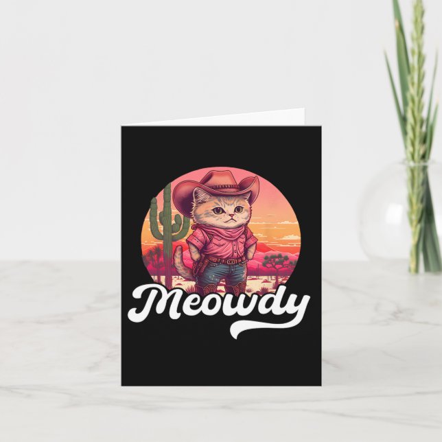 Tarjeta Meowdy Texas Cat Meme Country Music Cowgirl Cute (Anverso)