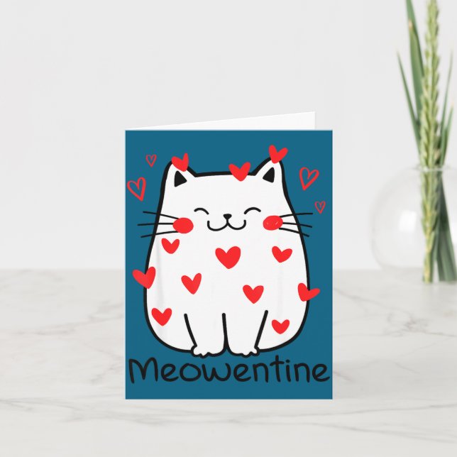 Tarjeta Meowentine Cute Cat Valentines Day Heart Meow Kitt (Anverso)