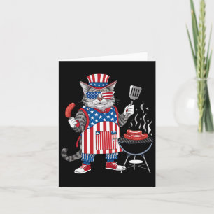 Tarjeta Meowica 4 De Julio Cat Bandera Americana Gato Haci