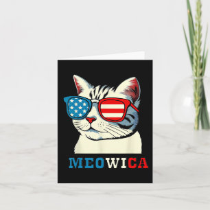 Tarjeta Meowica 4 De Julio Gato Sombra Bandera Estadounide
