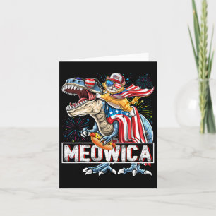 Tarjeta Meowica Cat T Rex Dinosaur 4 De Julio American Fl