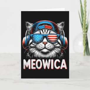 Tarjeta Meowica Patriótica 4 De Julio Gato Bandera America