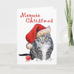 Tarjeta Meowie Navidades Tabby Cat