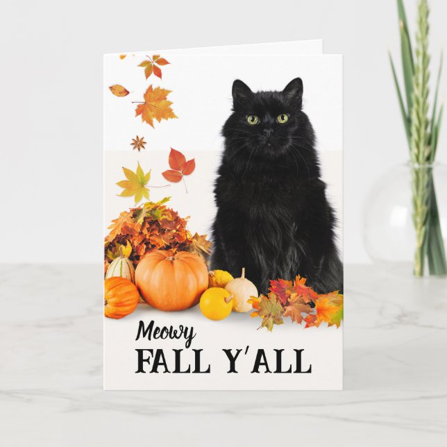 Tarjeta Meowy Fall Y todo el gato negro de Halloween (Anverso)