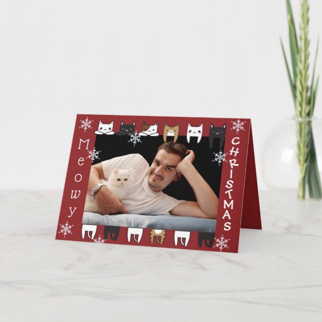 Tarjeta Meowy Navidades añaden su festividad fotográfica (Anverso)