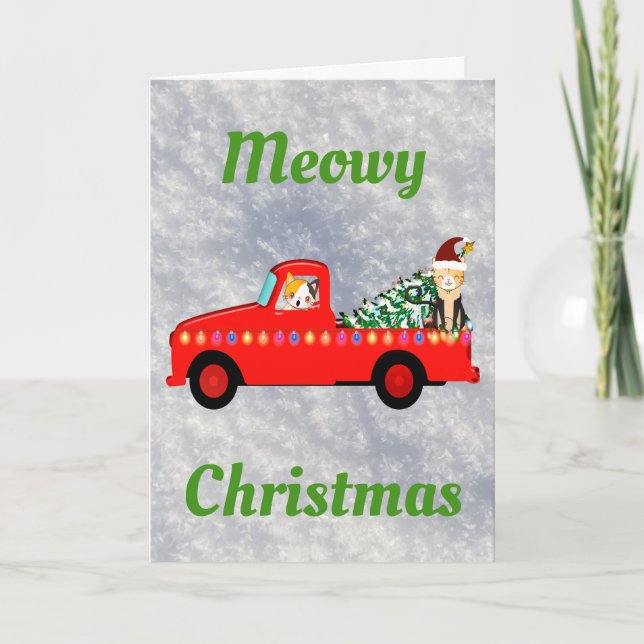 Tarjeta Meowy Navidades Guay Cute Cat (Anverso)