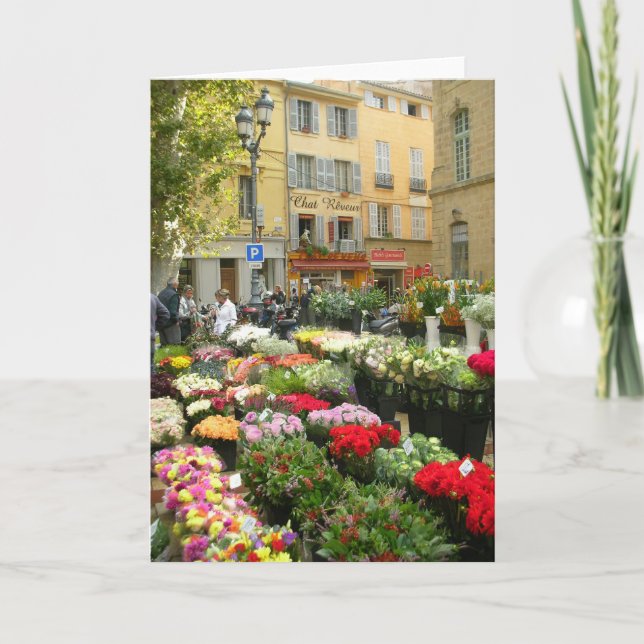 Tarjeta Mercado de la flor en Aix-en-Provence, Francia (Anverso)