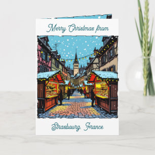 Tarjeta Mercado de Navidad en Estrasburgo, Francia Poema