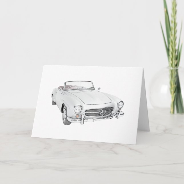 Tarjeta Mercedes en blanco y negro convertibles (Anverso)