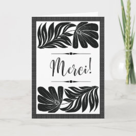Tarjeta Merci Floral Elegante Mil Gracias Tropical Negro