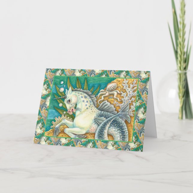 Tarjeta MERHORSE & WHITE OCTOPUS, FANTASÍA UNICORN Blank (Anverso)