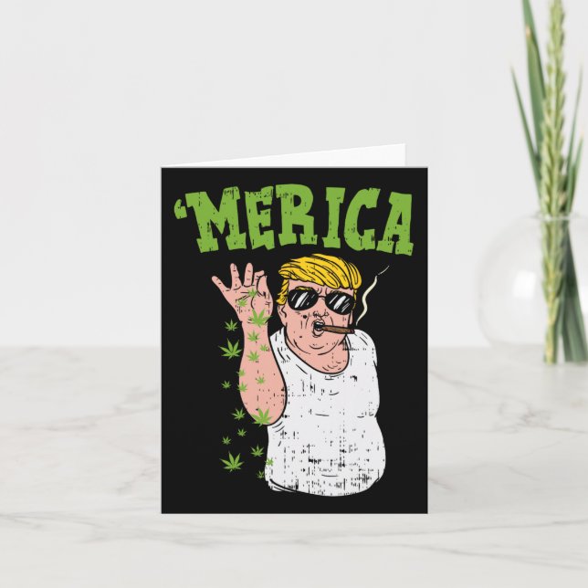 Tarjeta Merica Trump Bae Smoed Weed Funny Stoner Gift (Anverso)