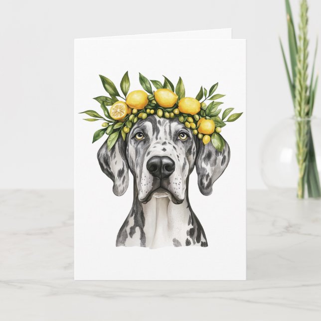 Tarjeta Merle Great Dane Dog Lemon Crown (Anverso)