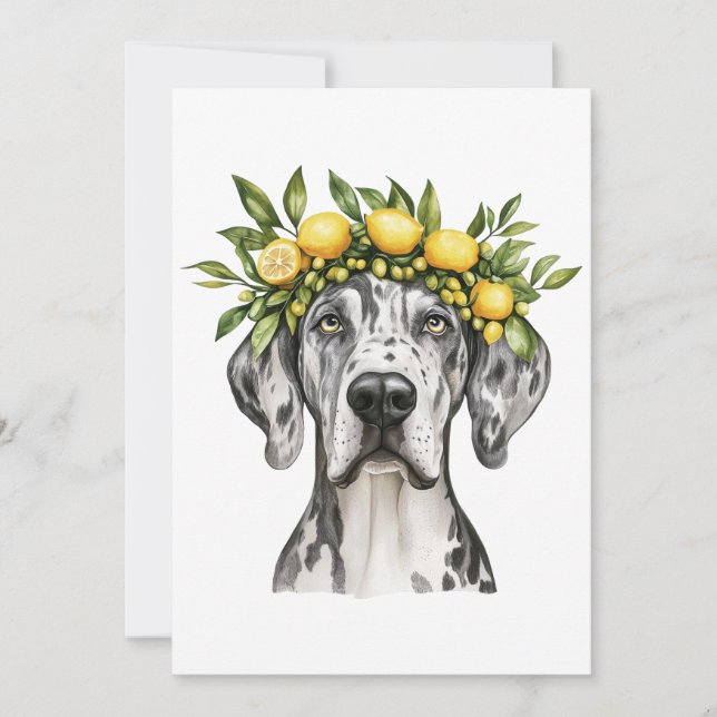 Tarjeta Merle Great Dane Dog Lemon Crown (Anverso)