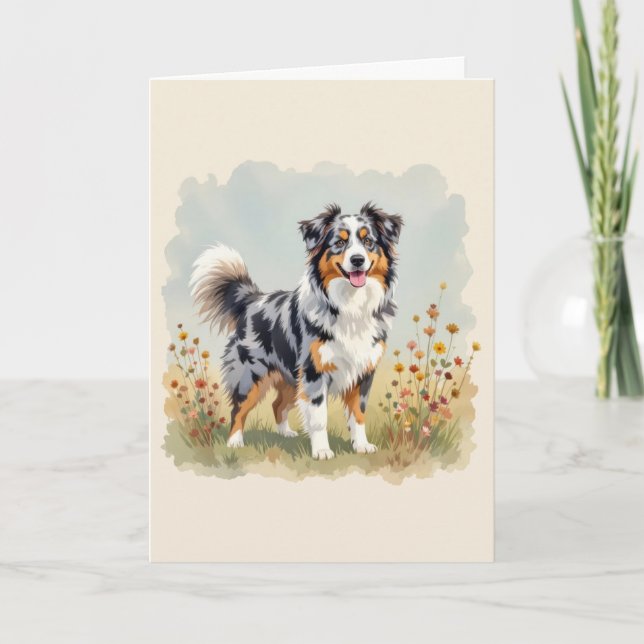 Tarjeta Merle Long Tail, perro pastor australiano (Anverso)