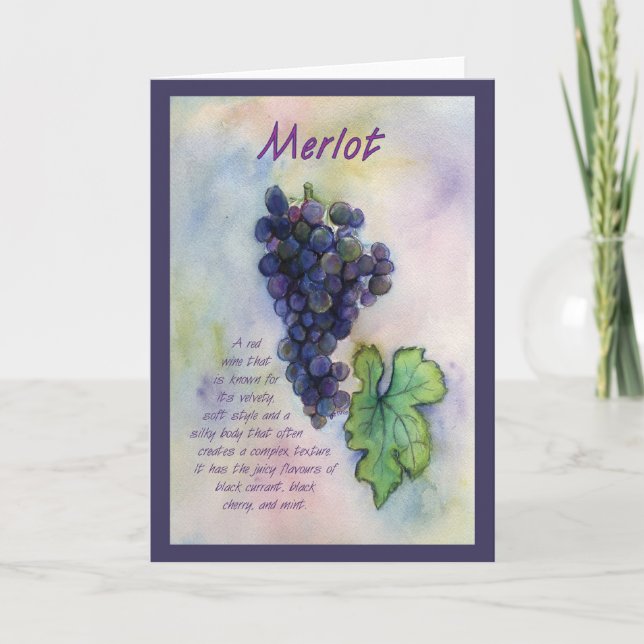 Tarjeta Merlot Wine Art Grapes Greaming or Note Card (Anverso)