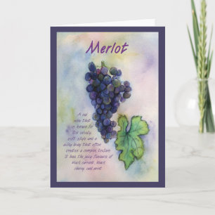 Tarjeta Merlot Wine Art Grapes Greaming or Note Card