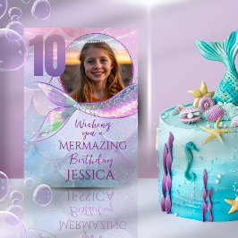 Tarjeta Mermaid One Photo 10th Birthday Card