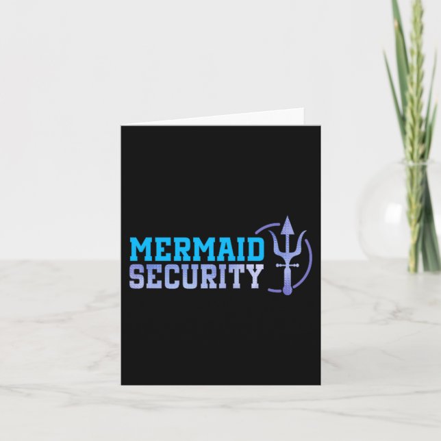 Tarjeta Mermaid Security Halloween Costume Dad Men Boy  (Anverso)