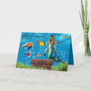 Tarjeta Mermaid subacuático Treasure Hunt Fantasy Blue