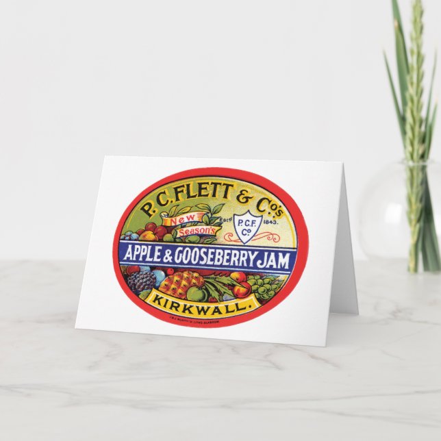 Tarjeta Mermelada de manzana y grosella de PC Flett & Cos. (Anverso)