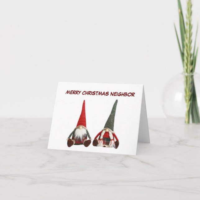 TARJETA **MEROSO VECINO DE NAVIDAD** HUMOR DE GNOME (Anverso)