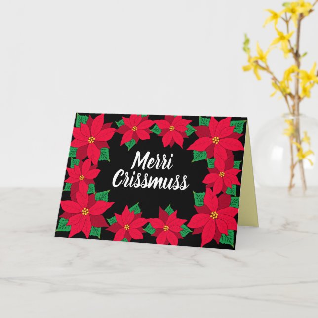 Tarjeta Merri Crissmuss Caribbean Poinsettia Christmas (flor amarilla)