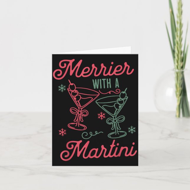 Tarjeta Merrier With A Martini Christmas Tail Xmas Martini (Anverso)
