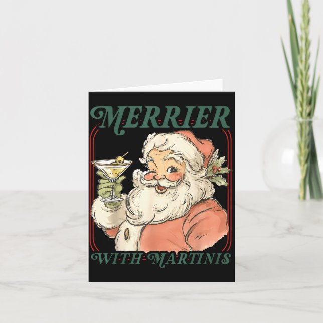 Tarjeta Merrier With A Martini Santa Christmas Tail  (Anverso)