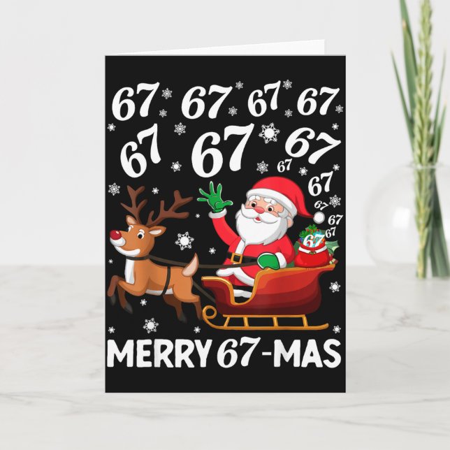 Tarjeta Merry 67-mas Funny Christmas Six Seven Holiday Hum (Anverso)