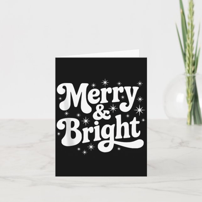 Tarjeta Merry &amp; Bright Retro Christmas Groovy Holiday  (Anverso)