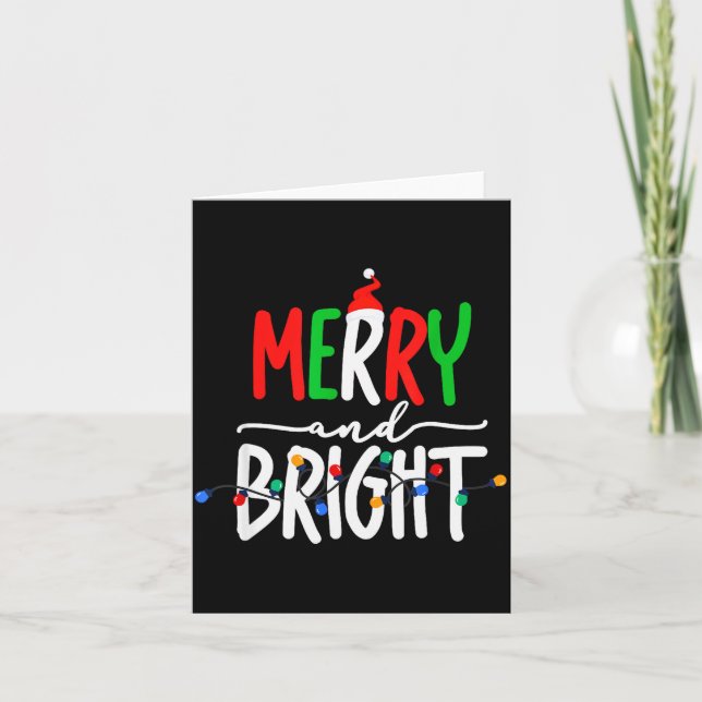 Tarjeta Merry And Bright Christmas Lights Family Pajama Xm (Anverso)