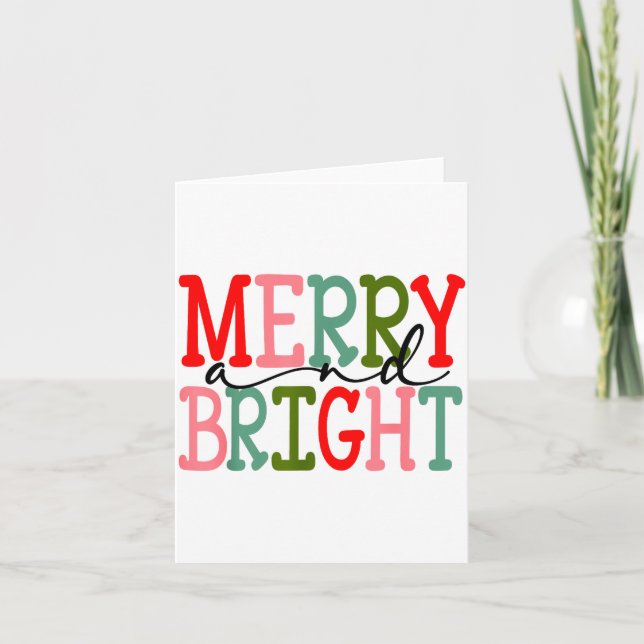 Tarjeta Merry And Bright Christmas Women Girls Kids Toddle (Anverso)