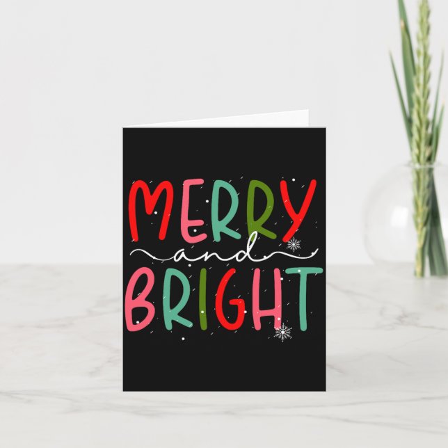 Tarjeta Merry And Bright Christmas Women Girls Kids Toddle (Anverso)