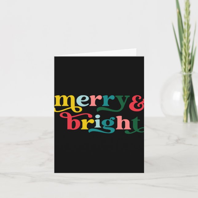 Tarjeta Merry And Bright Modern Christmas Womens T Shirt  (Anverso)