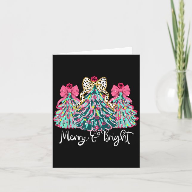 Tarjeta Merry And Bright Nk Christmas Tree Xmas Holiday Wo (Anverso)
