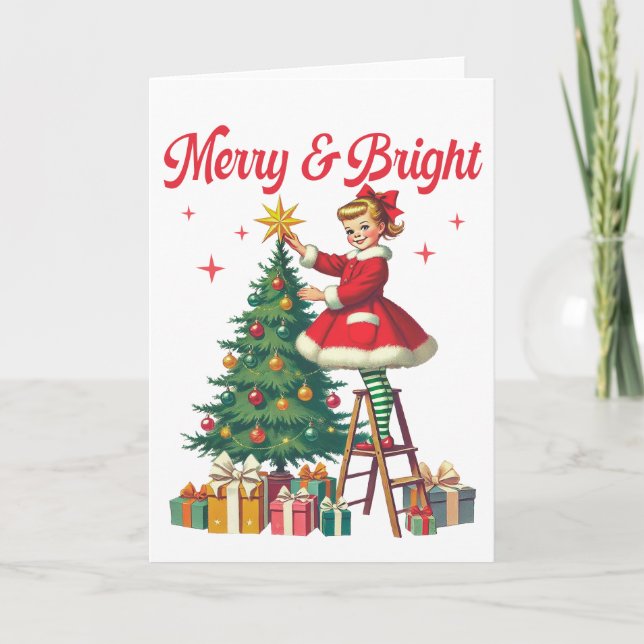 Tarjeta Merry and Bright - vintage christmas (Anverso)