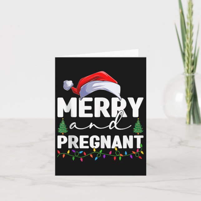 Tarjeta Merry And Pregnant Christmas Pregnancy Announcemen (Anverso)