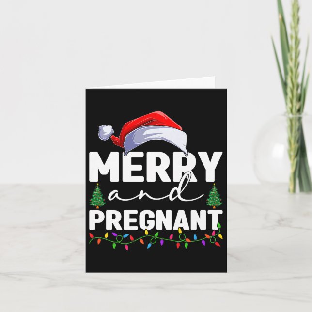 Tarjeta Merry And Pregnant Christmas Pregnancy Announcemen (Anverso)