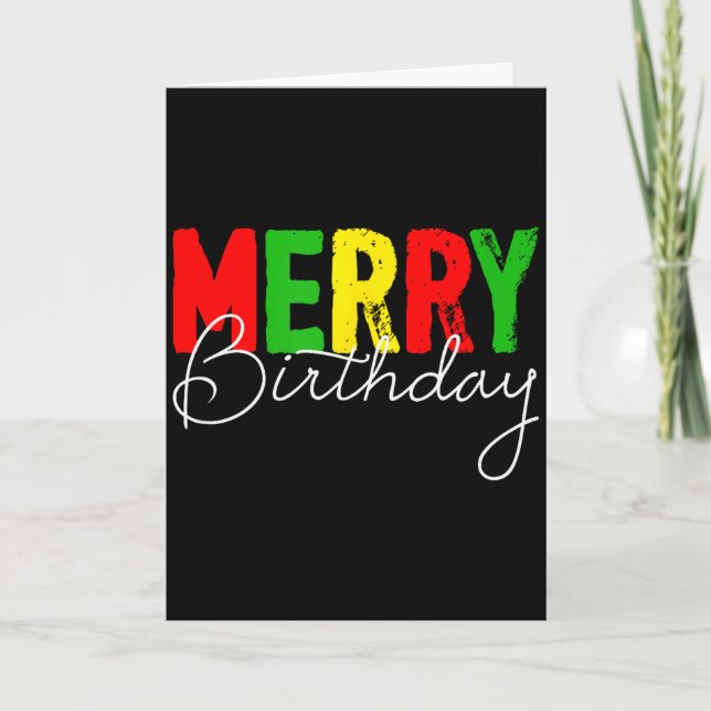 Tarjeta Merry Birthday, Born On Christmas Day  (Anverso)