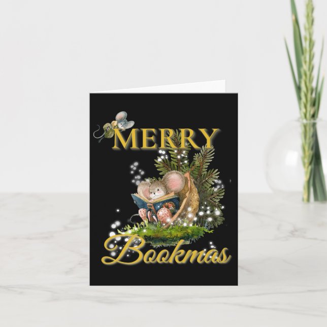 Tarjeta Merry Bookmas' Victorian Christmas Mice Bibliophil (Anverso)